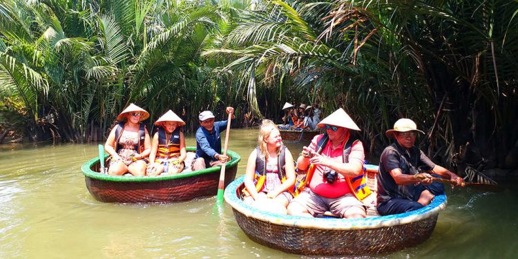 Visiting Coconut Forest by basket boat